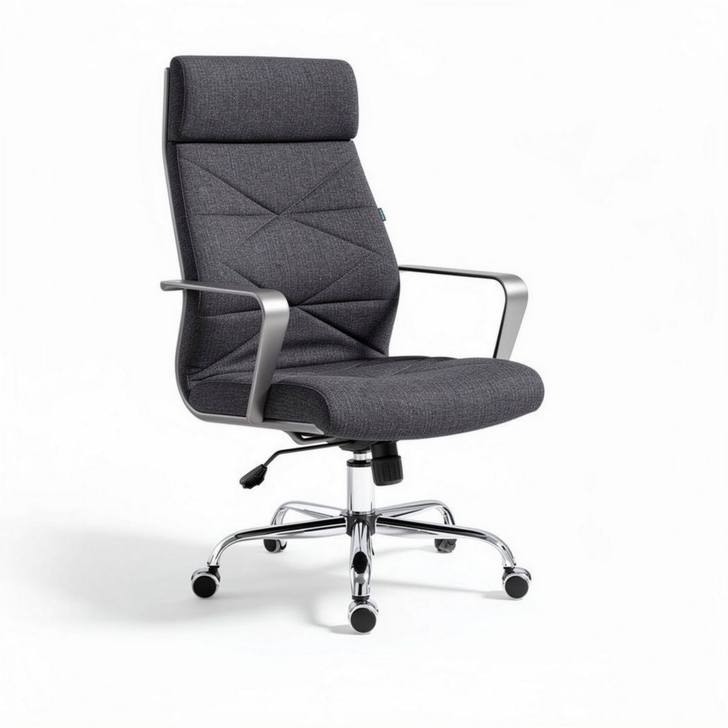 Chaise de bureau ergonomique grise en tissu 45 x 60 x 100cm avec accoudoirs