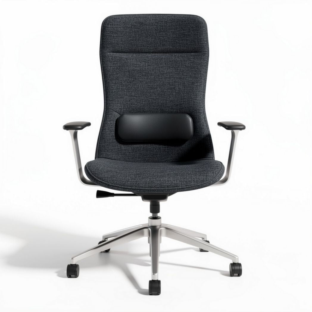 Chaise de bureau ergonomique en tissu gris avec support lombaire ajustable 60 x 60 x 100cm