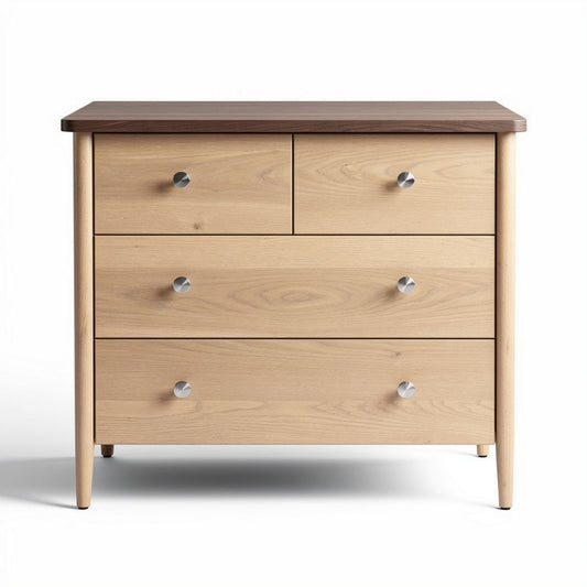 Commode blanche en bois avec six tiroirs de rangement 120 x 40 x 75cm