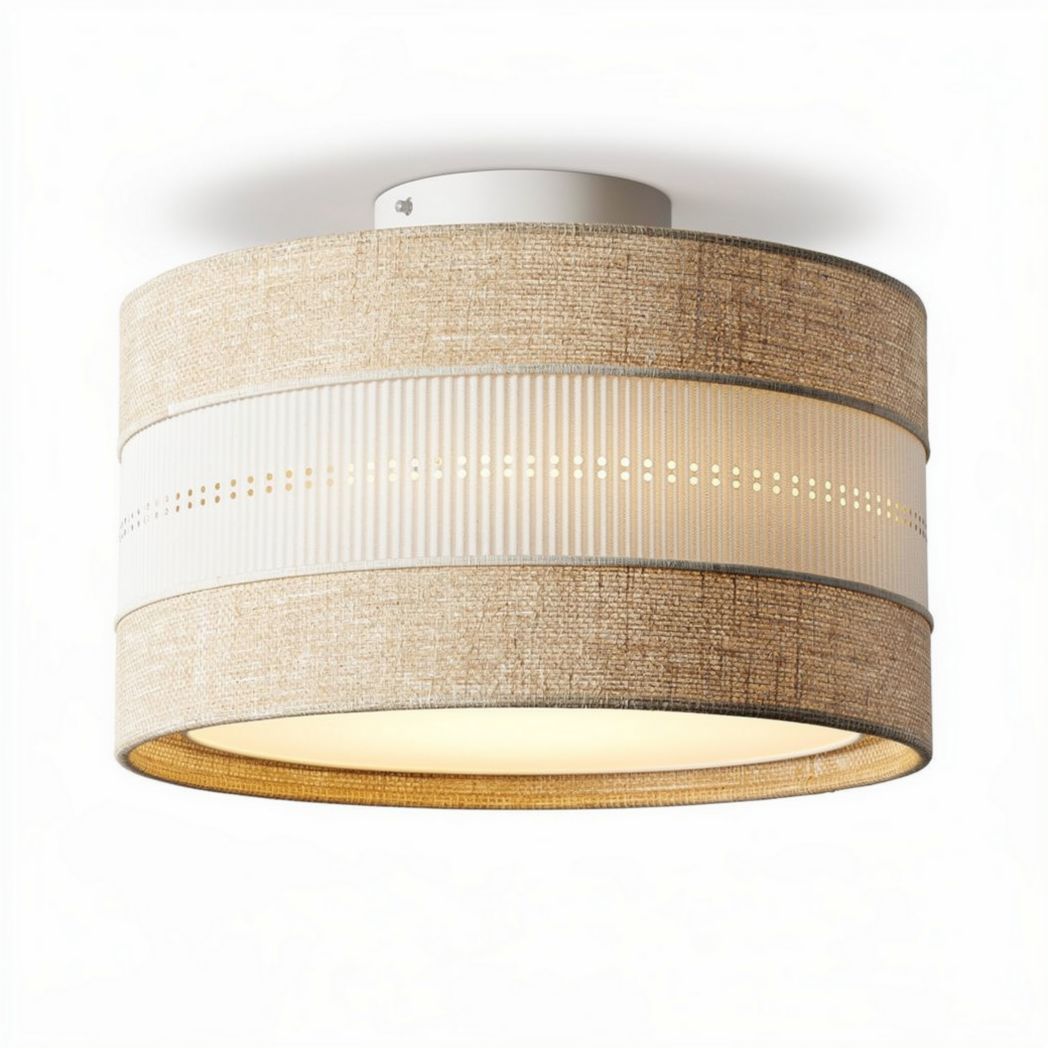 Plafonnier en tissu et métal diamètre 30 cm pour un éclairage doux