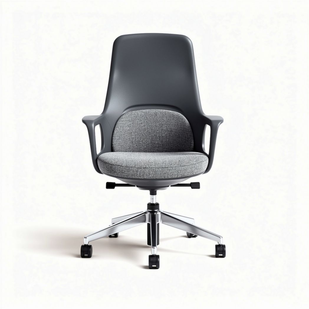 Chaise de bureau en tissu gris et plastique noir dimensions 60 x 60 x 100cm