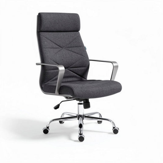 Chaise de bureau ergonomique grise en tissu 45 x 60 x 100cm avec accoudoirs