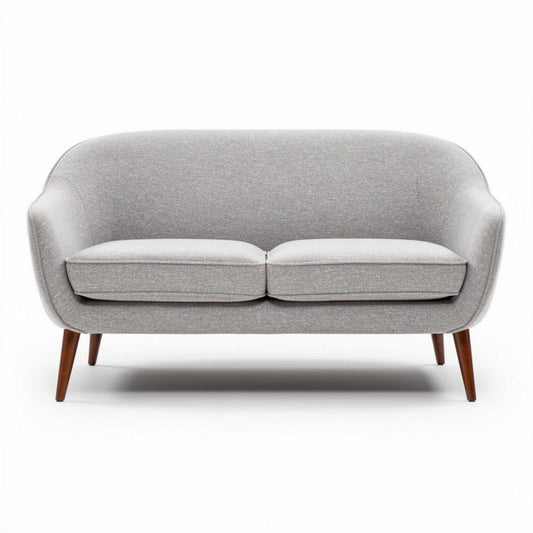 Canapé en tissu gris clair avec pieds en bois dimensions 160 x 80 x 75cm
