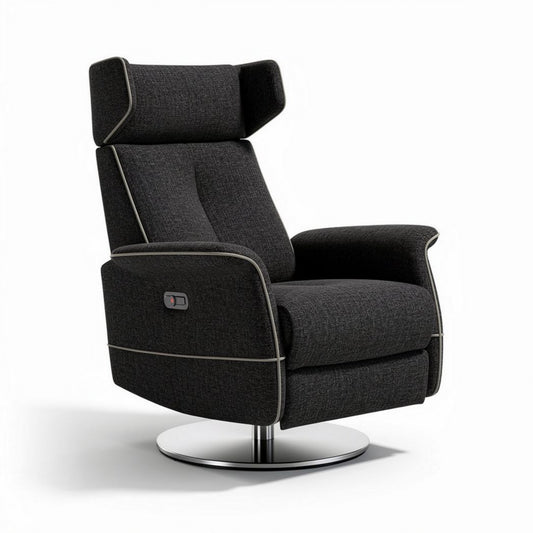 Fauteuil inclinable en tissu gris clair avec repose-pieds intégré 85 x 80 x 100cm