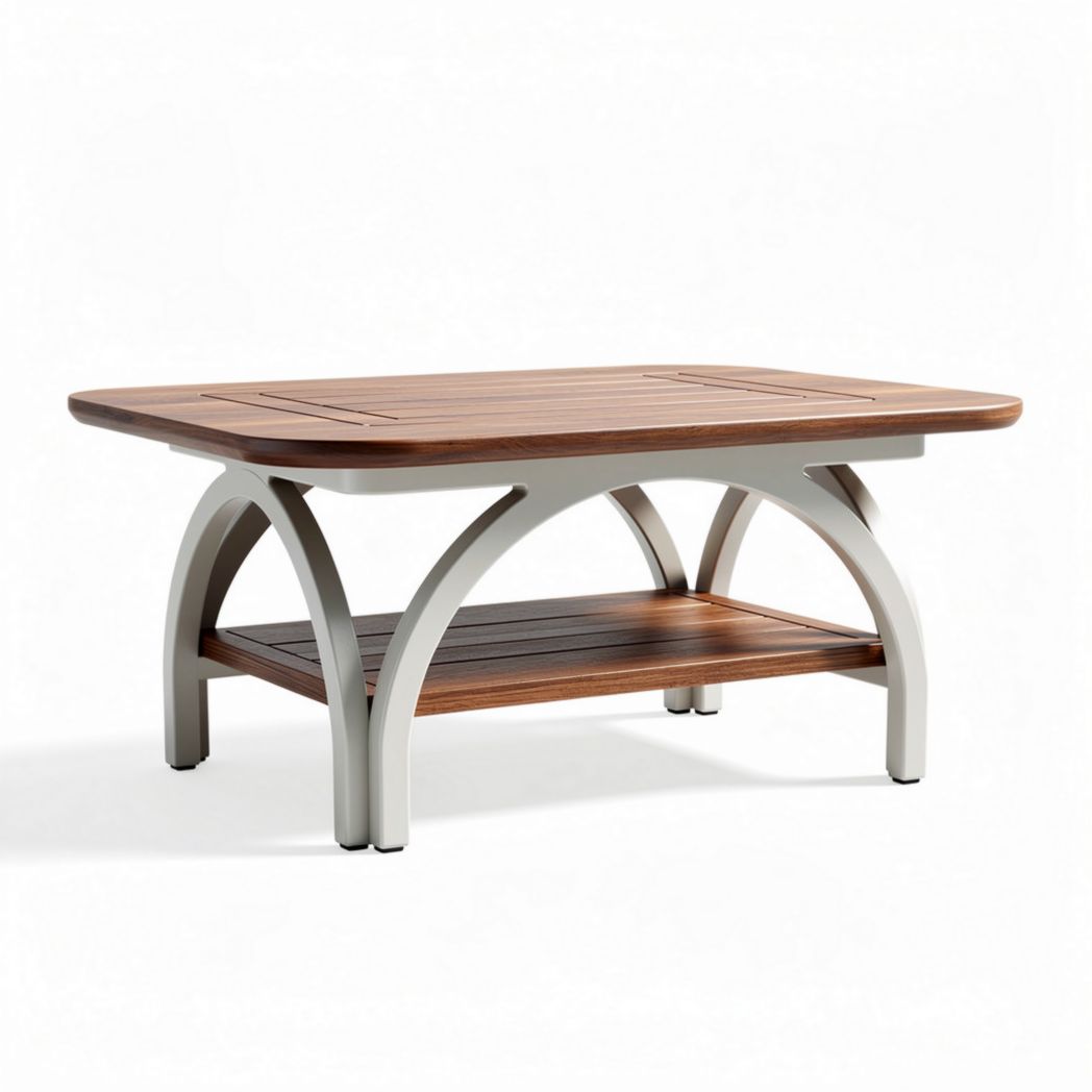 Table basse rectangulaire en bois et métal de 120 x 80 x 45cm avec espace de rangement intégré