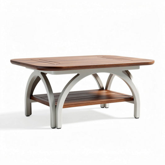 Table basse rectangulaire en bois et métal de 120 x 80 x 45cm avec espace de rangement intégré